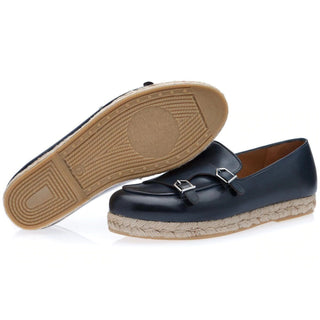 SUPERGLAMOUROUS Tangerine 7 Toledo Men's Shoes Navy Calf-Skin Leather Rope Belgian Sneakers (SPGM1076)-AmbrogioShoes