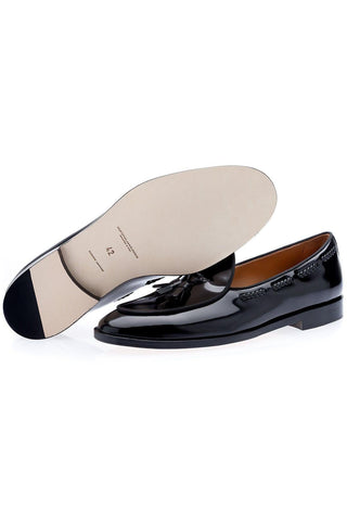 SUPERGLAMOUROUS Tangerine 8 Brushed Polished Calf-Skin Leather Belgian Tassel Loafers (SPGM1152)-AmbrogioShoes