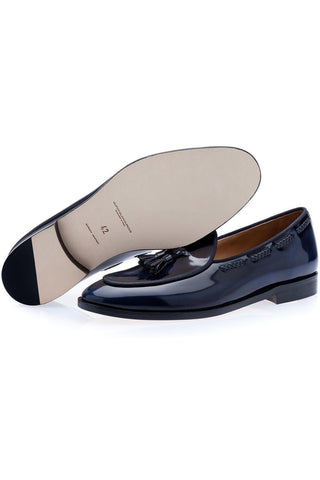 SUPERGLAMOUROUS Tangerine 8 Brushed Polished Calf-Skin Leather Belgian Tassel Loafers (SPGM1152)-AmbrogioShoes