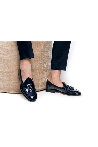 SUPERGLAMOUROUS Tangerine 8 Brushed Polished Calf-Skin Leather Belgian Tassel Loafers (SPGM1152)-AmbrogioShoes