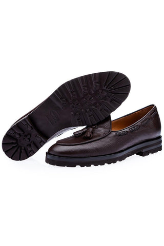 SUPERGLAMOUROUS Tangerine 8-T Deer-Skin Leather Belgian Tassel Loafers (SPGM1142)-AmbrogioShoes