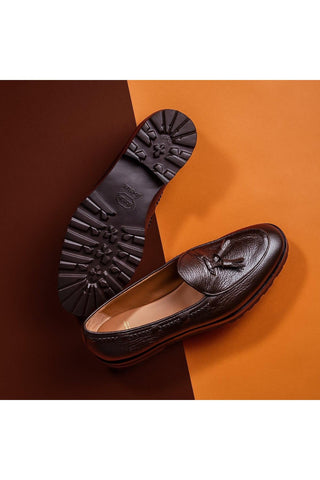 SUPERGLAMOUROUS Tangerine 8-T Deer-Skin Leather Belgian Tassel Loafers (SPGM1142)-AmbrogioShoes
