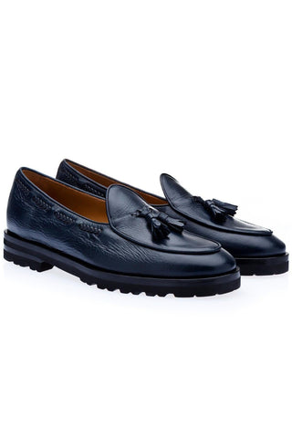 SUPERGLAMOUROUS Tangerine 8-T Deer-Skin Leather Belgian Tassel Loafers (SPGM1142)-AmbrogioShoes