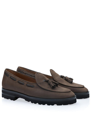 SUPERGLAMOUROUS Tangerine 8-T Oregon Grainy Nubuck Leather Belgian Tassel Loafer (SPGM1373)-AmbrogioShoes