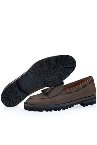 SUPERGLAMOUROUS Tangerine 8-T Oregon Grainy Nubuck Leather Belgian Tassel Loafer (SPGM1373)-AmbrogioShoes