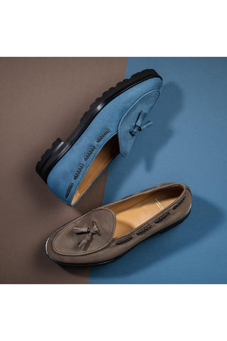 SUPERGLAMOUROUS Tangerine 8-T Oregon Grainy Nubuck Leather Belgian Tassel Loafer (SPGM1373)