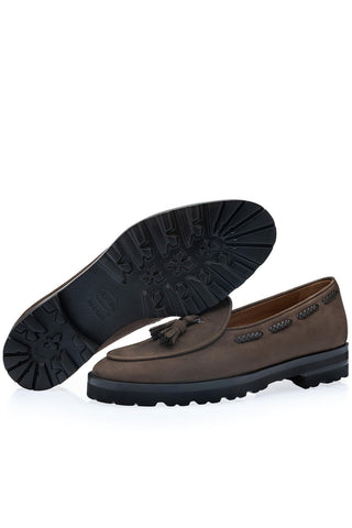 SUPERGLAMOUROUS Tangerine 8-T Oregon Grainy Nubuck Leather Belgian Tassel Loafer (SPGM1373)