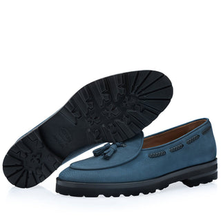 SUPERGLAMOUROUS Tangerine 8-T Oregon Men's Shoes Grainy Nubuck Leather Belgian Tassel Loafer (SPGM1373)-AmbrogioShoes