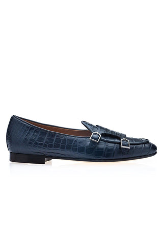 SUPERGLAMOUROUS Tangerine Crocodile Double Monk Belgian Loafer (SPGM1349)