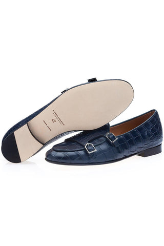 SUPERGLAMOUROUS Tangerine Crocodile Double Monk Belgian Loafer (SPGM1349)