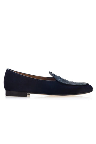SUPERGLAMOUROUS Tangerine Crocosuede Crocodile / Suede Belgian Loafers (SPGM1337)