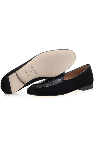 SUPERGLAMOUROUS Tangerine Crocosuede Exotic Crocodile / Suede Belgian Loafers (SPGM1337)-AmbrogioShoes