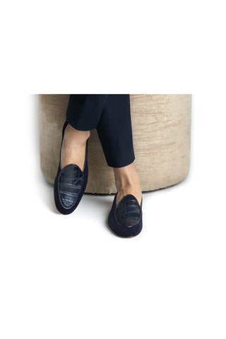 SUPERGLAMOUROUS Tangerine Crocosuede Exotic Crocodile / Suede Belgian Loafers (SPGM1337)-AmbrogioShoes