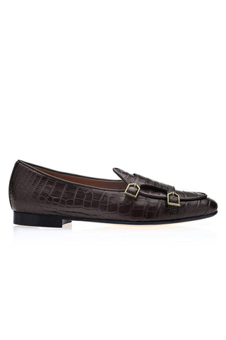 SUPERGLAMOUROUS Tangerine Exotic Crocodile Double Monk Belgian Loafer (SPGM1349)