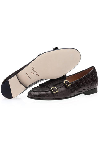 SUPERGLAMOUROUS Tangerine Exotic Crocodile Double Monk Belgian Loafer (SPGM1349)