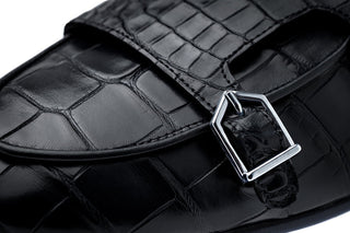 SUPERGLAMOUROUS Tangerine Men's Shoes Exotic Crocodile Double Monk Belgian Loafer (SPGM1349)-AmbrogioShoes