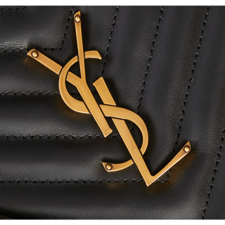 Saint Laurent YSL Lou GUE612544 0820 Women's Black Calf-Skin Leather Monogram Crossbody Bag (YSL1000)-AmbrogioShoes