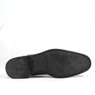 Salvatore Ferragamo Rino Italian Men's Shoes Black Calf-Skin Leather Cap-Toe Oxfords (SF05)-AmbrogioShoes