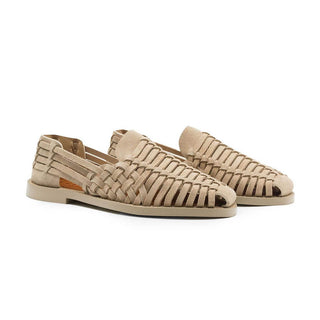 Zelli Italia Sandali Men’s Shoes Sand Calf-Skin Leather Woven Slip-On Sandal (ZEL1011)