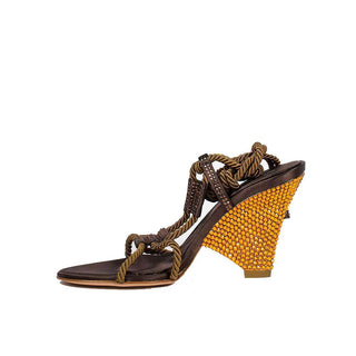 Sergio Rossi Fabric Hand Strass Crystalized Sandals (SRWCRY09)-AmbrogioShoes