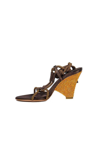 Sergio Rossi Fabric Hand Strass Crystalized Sandals (SRWCRY09)