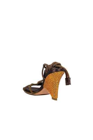 Sergio Rossi Fabric Hand Strass Crystalized Sandals (SRWCRY09)