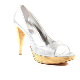 Sergio Rossi Women's Shoes Silver Calf-Skin Leather Pumps(SRW06)-AmbrogioShoes