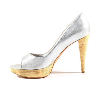 Sergio Rossi Women's Shoes Silver Calf-Skin Leather Pumps(SRW06)-AmbrogioShoes