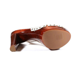 Sergio Rossi Women's Shoes White Python Print / Calf-Skin Leather Pumps (SRW02)-AmbrogioShoes