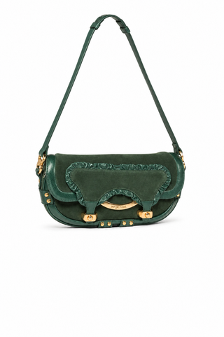 Sergio Rossi bag Forest Green Leather & Suede Shoulder handbag (SR1114)