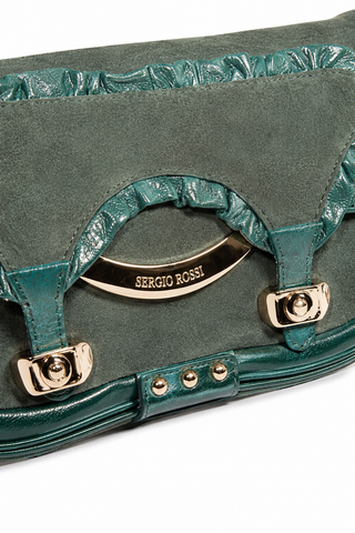 Sergio Rossi bag Forest Green Leather & Suede Shoulder handbag (SR1114)