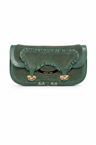 Sergio Rossi bag Forest Green Leather & Suede Shoulder handbag (SR1114)