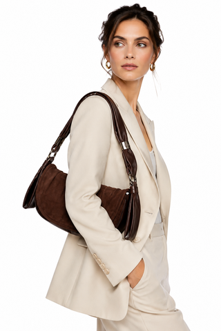 Sergio Rossi handbag Brown Leather bag Horse shoe Hobo (SR1110)