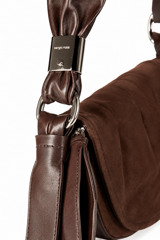 Sergio Rossi handbag Brown Leather bag Horse shoe Hobo (SR1110)