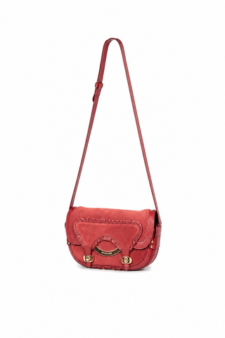 Sergio Rossi handbag Leather & Cherry Red Suede Shoulder bag (SR1111)