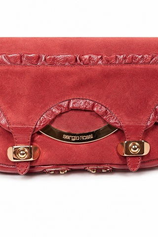 Sergio Rossi handbag Leather & Cherry Red Suede Shoulder bag (SR1111)