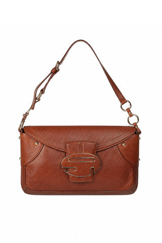 Sergio Rossi handbag Leather Chocolate Brown Baguette Bag (SR1107)