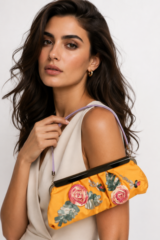 Sergio Rossi handbag Orange Floral Clutch (SR1118)
