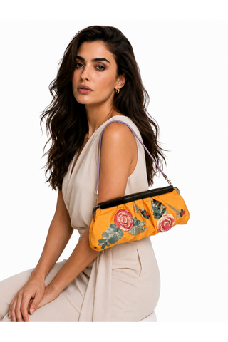 Sergio Rossi handbag Orange Floral Clutch (SR1118)