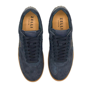 Zelli Italia Shizzo Men's Shoes Navy Suede Calf-Skin Leather Signature Sneaker (ZEL1049)