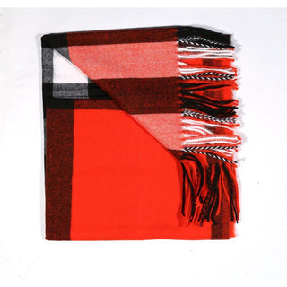 Ambrogio Unisex Red Combination Cashmere Wool Wrap Scarf (AMBUS1002)-AmbrogioShoes