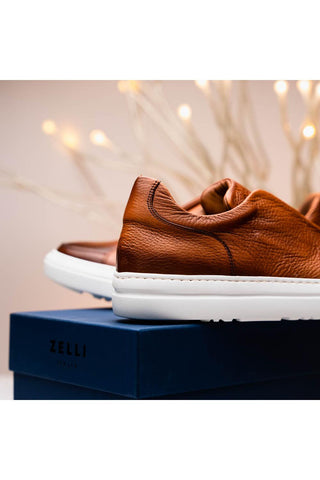 Spettacolare Leather Sneaker Cognac-Dellamoda