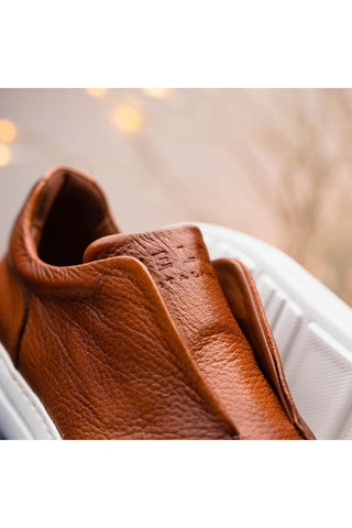 Spettacolare Leather Sneaker Cognac-Dellamoda