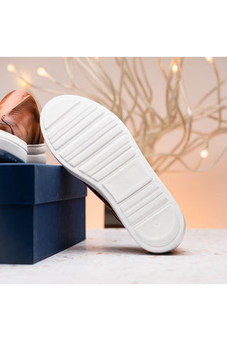 Spettacolare Leather Sneaker Cognac-Dellamoda