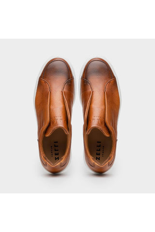 Spettacolare Leather Sneaker Cognac-Dellamoda