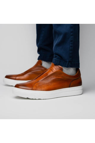 Spettacolare Leather Sneaker Cognac-Dellamoda