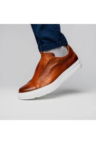 Spettacolare Leather Sneaker Cognac-Dellamoda