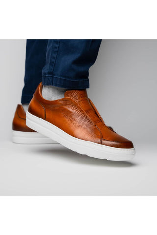 Spettacolare Leather Sneaker Cognac-Dellamoda