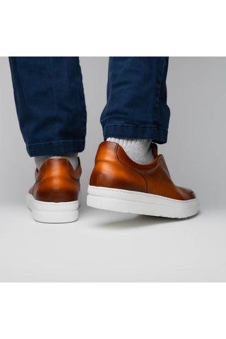 Spettacolare Leather Sneaker Cognac-Dellamoda