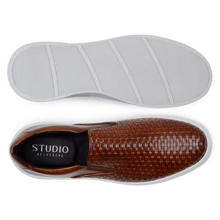 Studio Belvedere Fernando Men's Shoes Deer-Skin Leather Casual Sneaker (SBV1002)-AmbrogioShoes